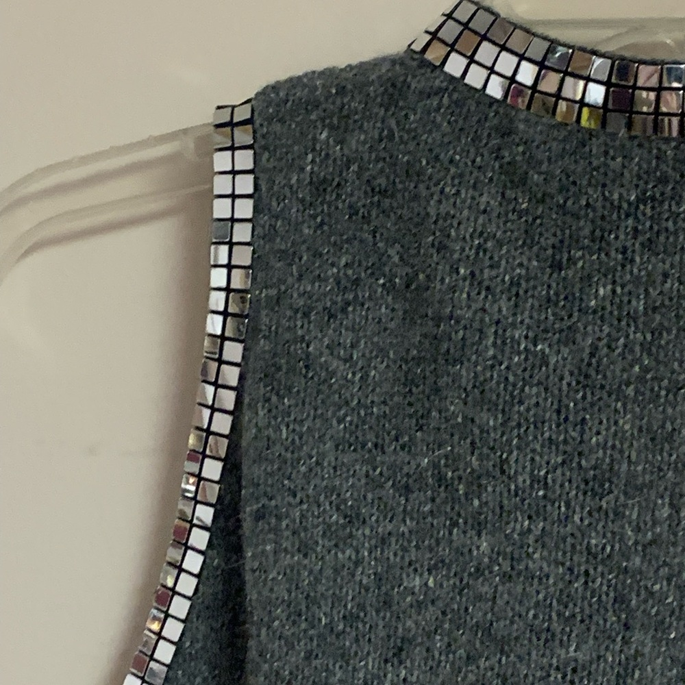 Vintage Sweater Angora Lambswool Glam Party Hong Kong Sequin Mirror Ball Top M